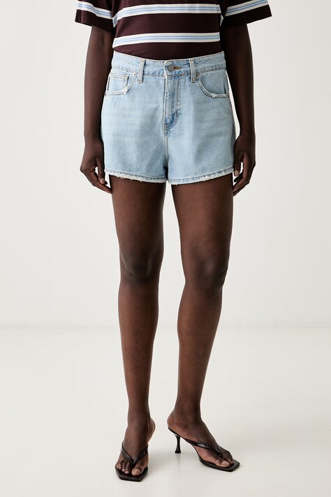 Haveone szorty damskie jeansowe niebieskie high waist PLS-Q373