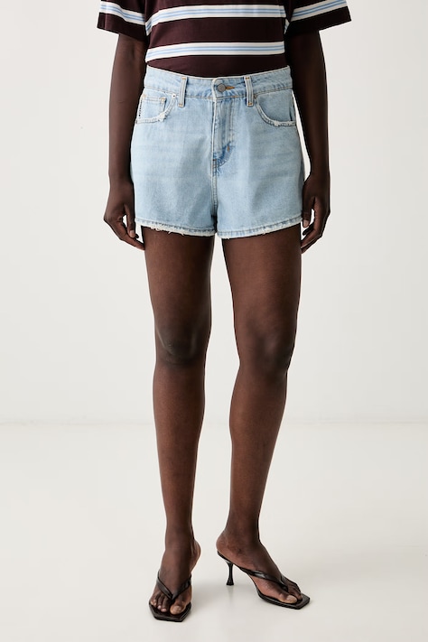 Haveone szorty damskie jeansowe niebieskie high waist PLS-Q373