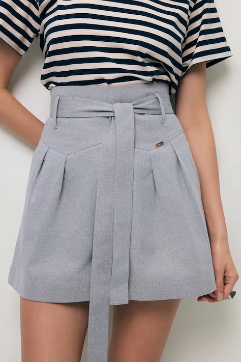 BIZUU szorty damskie z bawełną szare high waist KANDYS SZARY