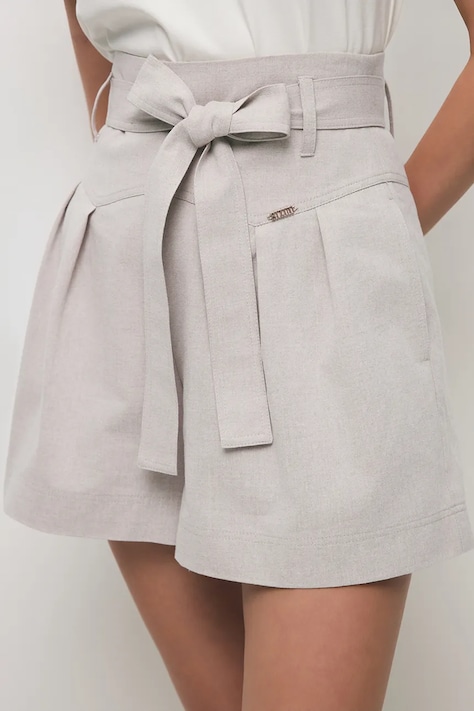 BIZUU szorty damskie z bawełną beżowe high waist KANDYS BEŻOWY