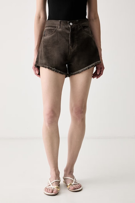 Haveone pantaloni scurți pentru femei din denim maro high waist PGZ-Q238