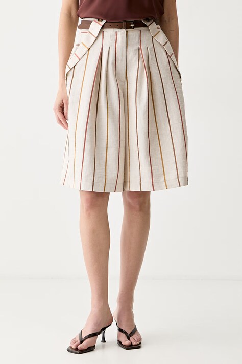 ViCOLO bermudy damskie z bawełną beżowe high waist TAB0693