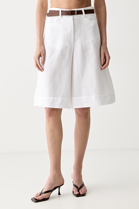 ViCOLO bermudy damskie lniane białe high waist TAB0405