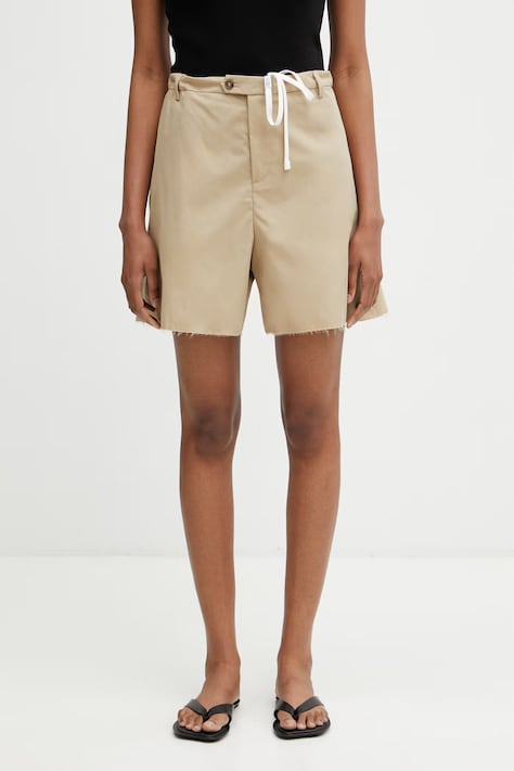 MM6 Maison Margiela σορτς γυναικεία με βαμβάκι μπεζ κανονική S62MU0071.M35858
