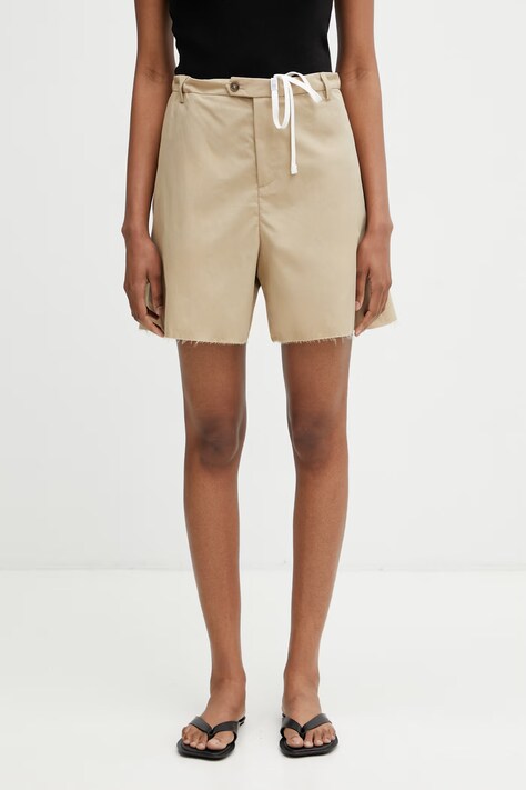 MM6 Maison Margiela szorty z bawełną damskie beżowe regular waist S62MU0071.M35858