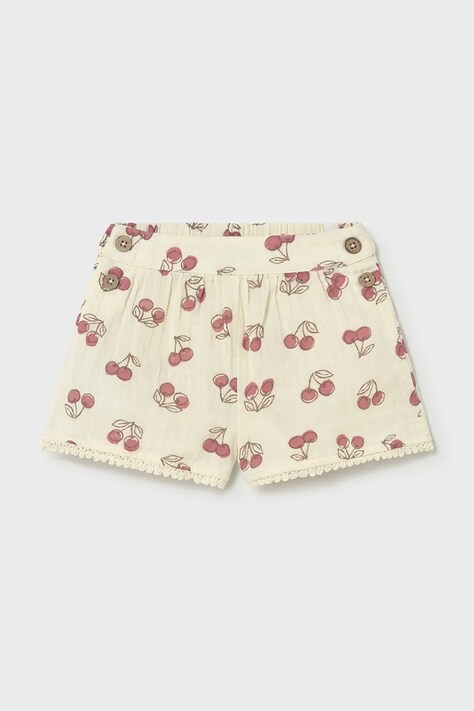 Дитячі бавовняні шорти Mayoral колір бежевий однотонні регульована талія 1202