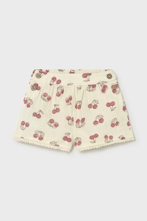 Дитячі бавовняні шорти Mayoral колір бежевий однотонні регульована талія 1202