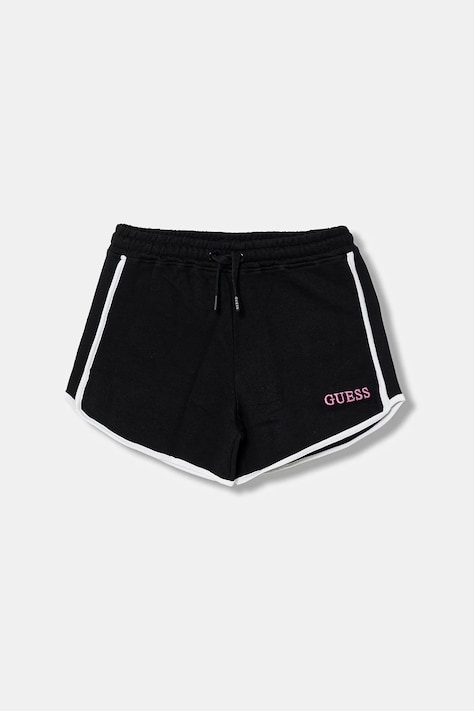Guess szorty bawełniane dziecięce kolor czarny z aplikacją regulowana talia J6RD00 KAD74