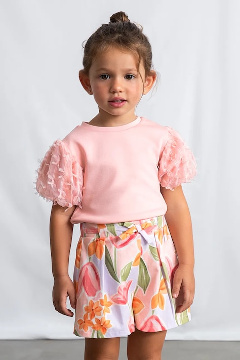 Детские шорты Mayoral цвет розовый узор регулируемая талия 3906