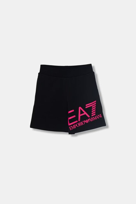 EA7 Emporio Armani szorty sportowe dziecięce bawełniane czarne high waist 7G000205 AF12473