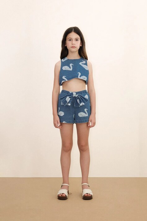 Дитячі джинсові шорти Tinycottons BIG SWANS SHORTS — фото 6
