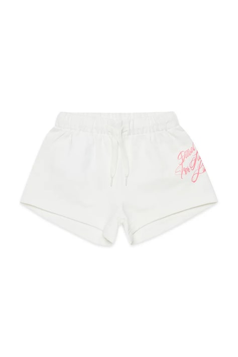 Dětské bavlněné šortky Diesel PEDIM SHORTS bílá barva, s potiskem, J02677