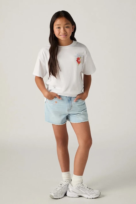 Levi's szorty dziecięce jeansowe CROCHET APPLIQUE A LINE SH niebieskie high waist 4EP479