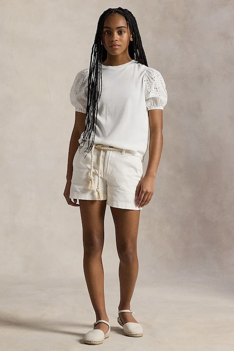 Polo Ralph Lauren pantaloni scurți din bumbac pentru copii culoarea alb, uni, 313934331005