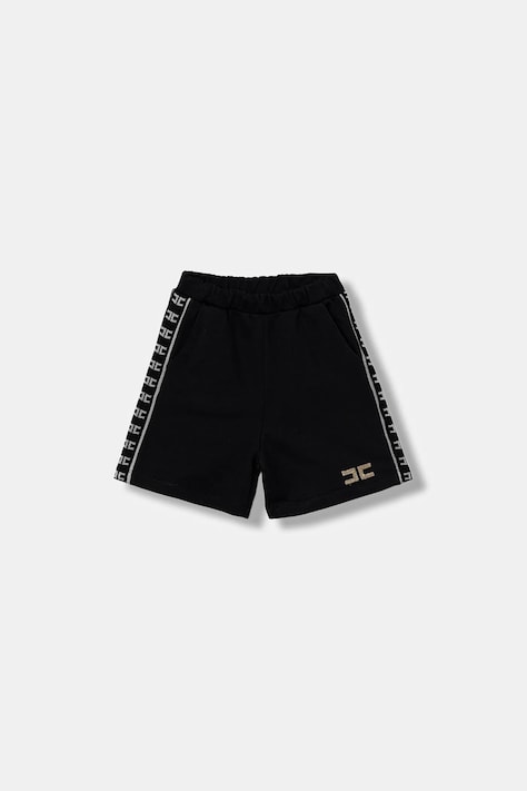 Elisabetta Franchi szorty bawełniane dziecięce kolor czarny gładkie EFBE079.0.FF002
