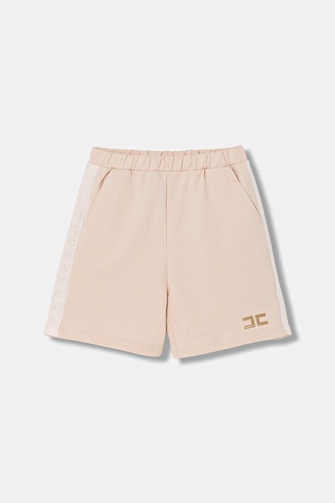 Elisabetta Franchi szorty bawełniane dziecięce kolor beżowy gładkie EFBE079.0.FF002