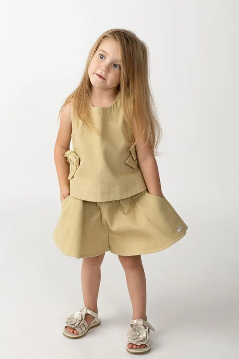 Donsje szorty bawełniane dziecięce Mazena Shorts kolor zielony gładkie 4115000