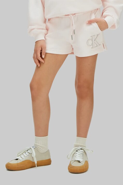 Calvin Klein Jeans szorty dziecięce bawełniane pomarańczowe LVCKSJC25G