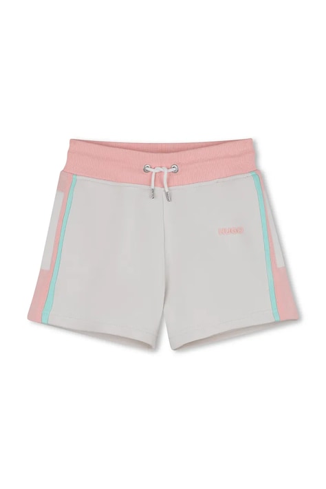 HUGO szorty dziecięce z bawełną beżowe regular waist G01203