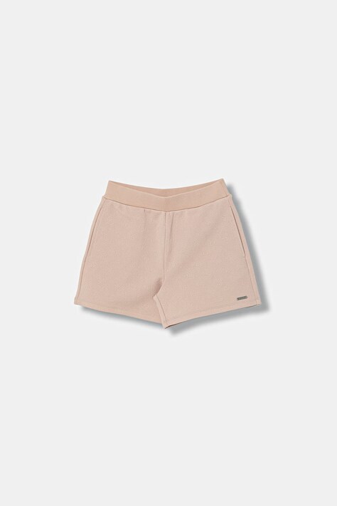 Guess szorty dresowe dziecięce beżowe high waist