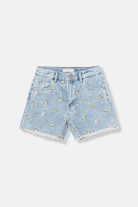 Guess szorty dziecięce jeansowe niebieskie high waist J6GD35 D45E0