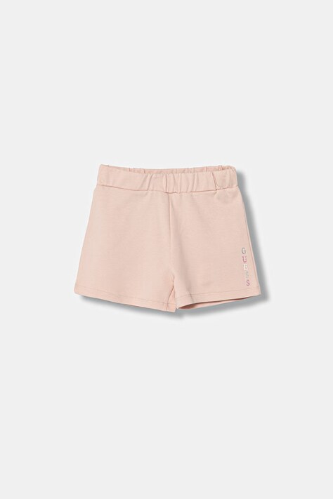 Guess szorty bawełniane dziecięce kolor różowy gładkie K6GD03 KA6R4