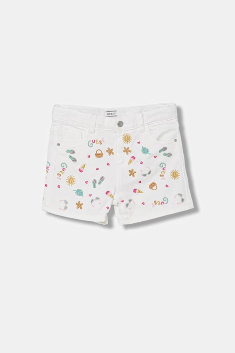 Guess szorty dziecięce białe regular waist K6GD09 WH630