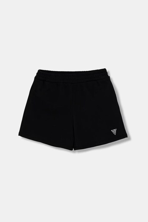 Guess szorty dresowe dziecięce z bawełną czarne high waist J6GD36 KF712