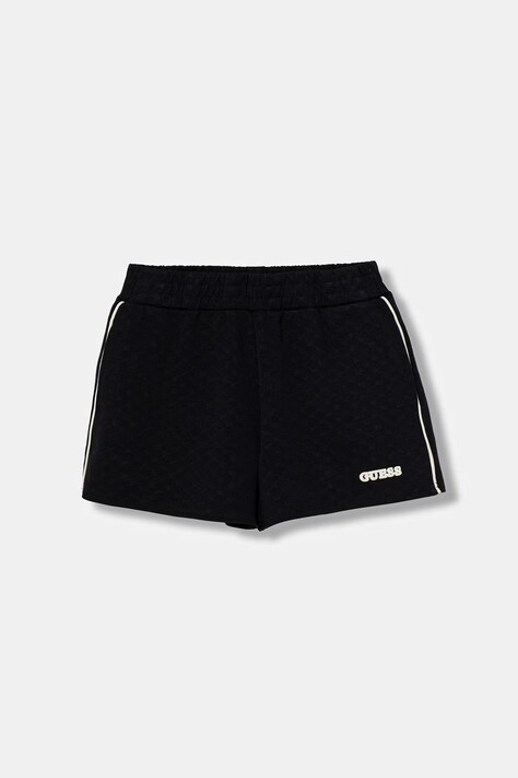 Guess szorty dresowe dziecięce z wiskozą czarne high waist J6GD38 KF972