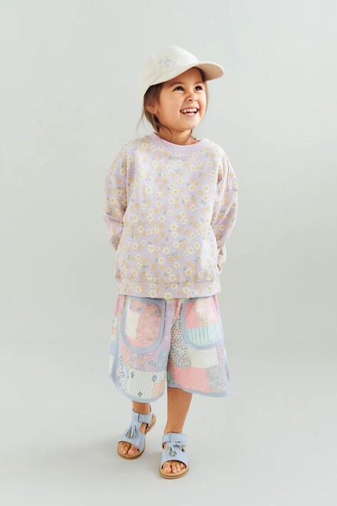 Wheat szorty bawełniane dziecięce kolor multicolor wzorzyste 1018-261-GOTS