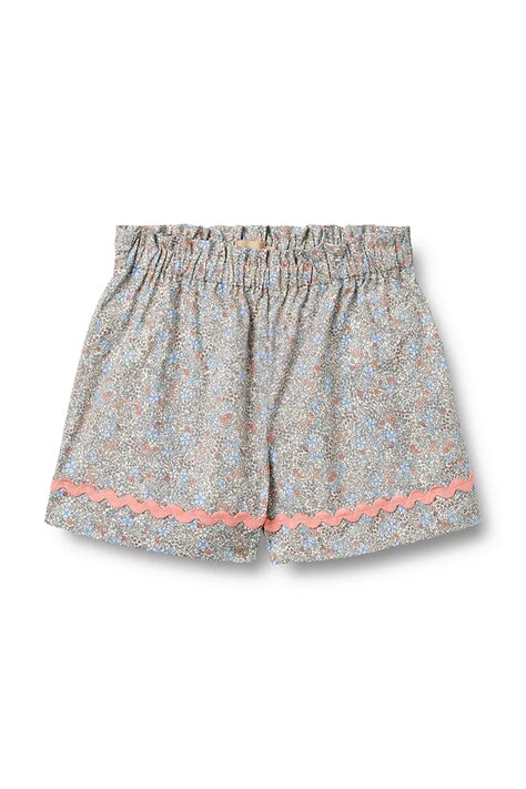 Wheat szorty bawełniane dziecięce kolor niebieski wzorzyste 1019-223-GOTS