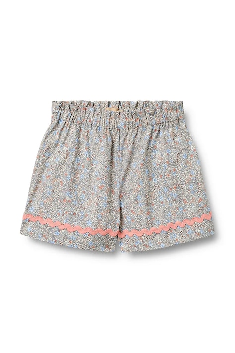 Wheat szorty bawełniane dziecięce kolor niebieski wzorzyste 1019-223-GOTS