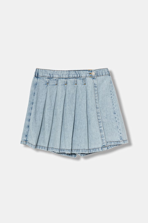 United Colors of Benetton fustă-pantalon pentru copii din denim albastră high waist 4AD6C904Z