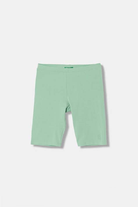 United Colors of Benetton cyklistické šortky dětské bavlněné s elastanem zelené high waist 3MT1C901D