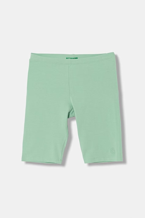 United Colors of Benetton cyklistické šortky dětské bavlněné s elastanem zelené high waist 3MT1C901D