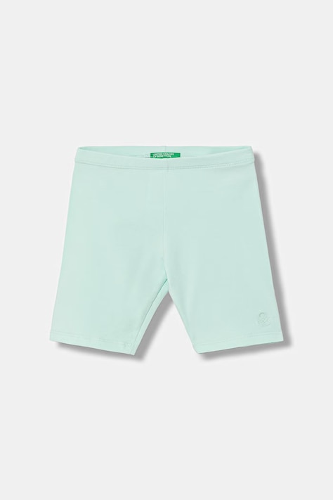 United Colors of Benetton biker shorts pentru copii, din bumbac cu elastan turcoaz high waist 3MT1G900R