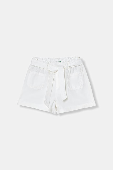 United Colors of Benetton pantaloni scurți pentru copii din bumbac albi high waist 47RGG903H