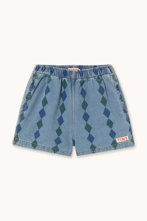 Tinycottons pantaloni scurți din denim pentru copii DIAMONDS SHORTS cu imprimeu, SS26-356