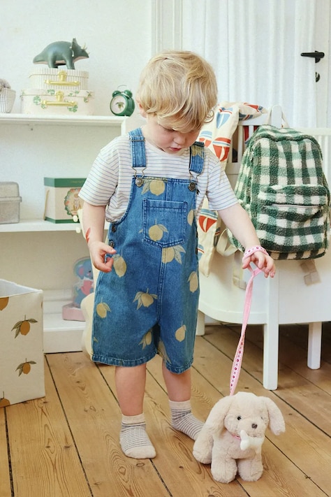 Detské rifľové nohavice na traky Konges Sløjd MAGOT OVERALLS GOTS KS104972