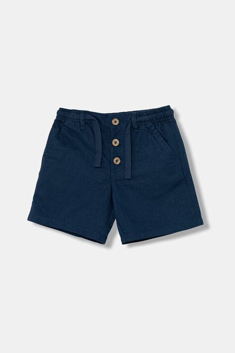 United Colors of Benetton Kratke hlače za djecu s lanom mornarsko plave spušteni struk 43WBG9039