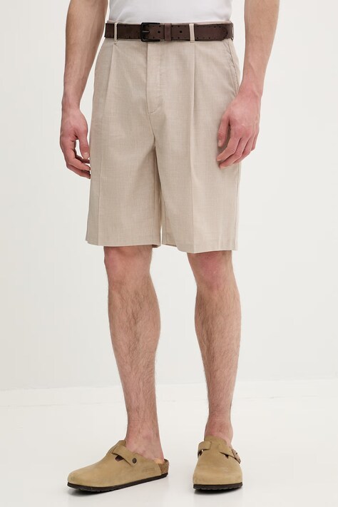 Les Deux szorty męskie z dodatkiem lnu Reece beżowe 1001342