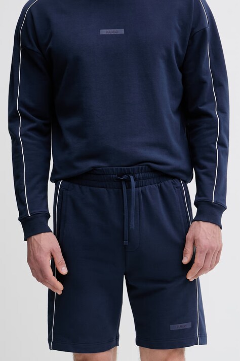 HUGO teplákové šortky pánske bavlnené s elastanom PALO SHORTS tmavomodré regular waist 50556996