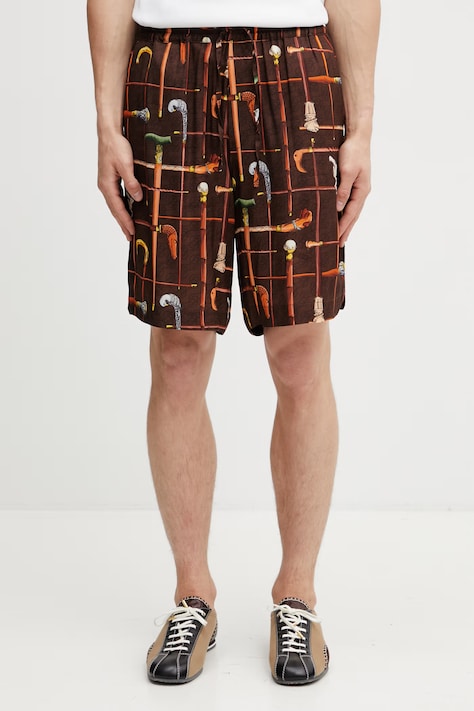 Drôle de Monsieur Cannes shorts viscose Men's brown regular waist K-BS158-VI033-BN
