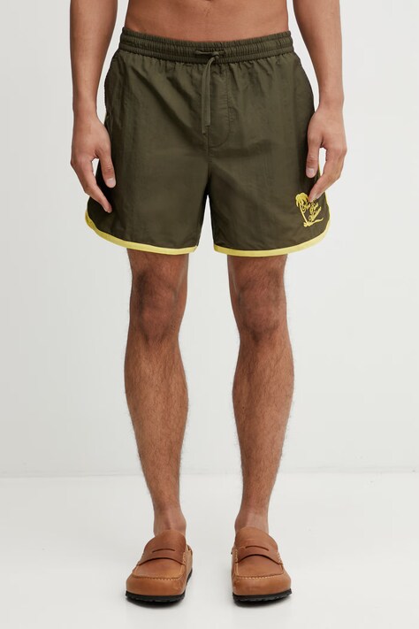 Drôle de Monsieur Plage Slogan Palmier szorty kąpielowe męskie zielone K-BS184-PA028-KK