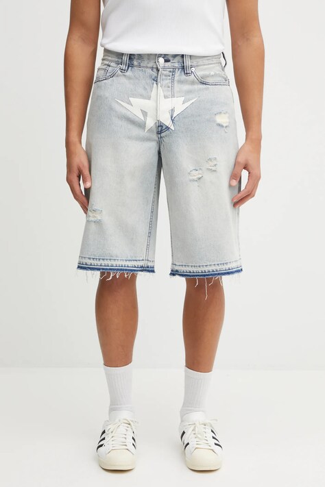 A Bathing Ape szorty jeansowe Destroyed Sta męskie kolor niebieski 1L30151304
