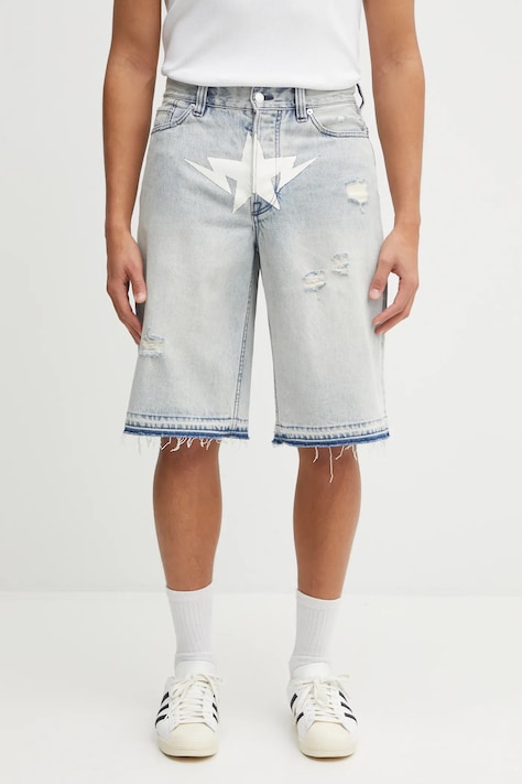 A Bathing Ape szorty jeansowe Destroyed Sta męskie kolor niebieski 1L30151304