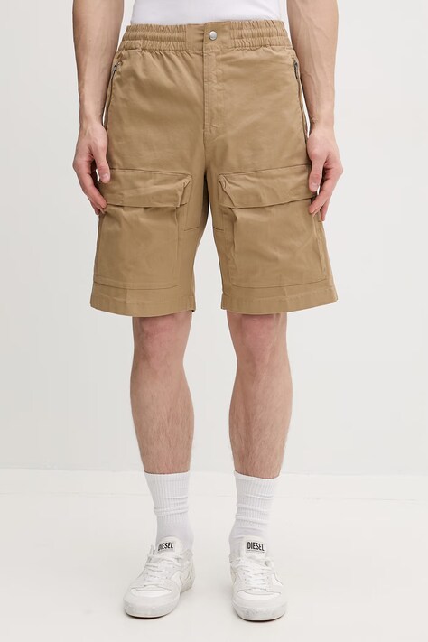 Diesel szorty cargo męskie z bawełną P-BEECK beżowe regular waist A21985.0EPCH