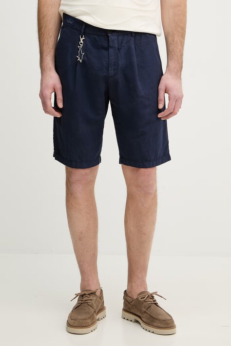 Paul&Shark szorty z dodatkiem lnu męskie kolor granatowy 25414034