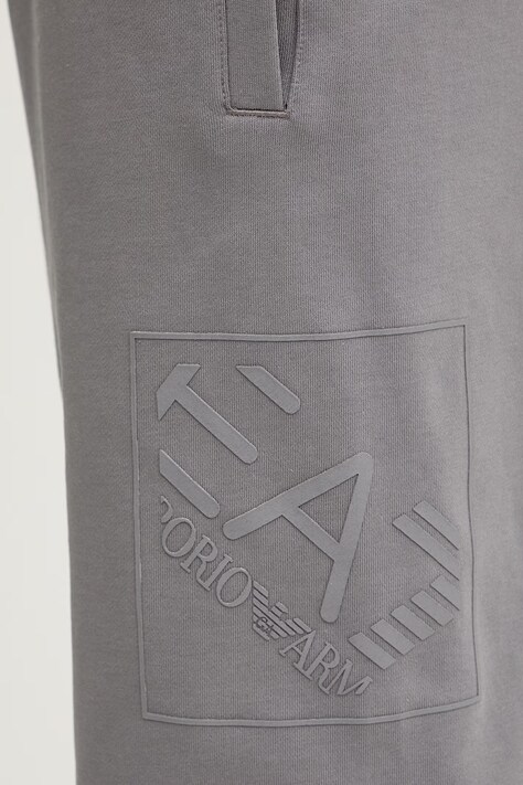 Бавовняні шорти EA7 Emporio Armani — SS26-SZM038, сірий — фото 4