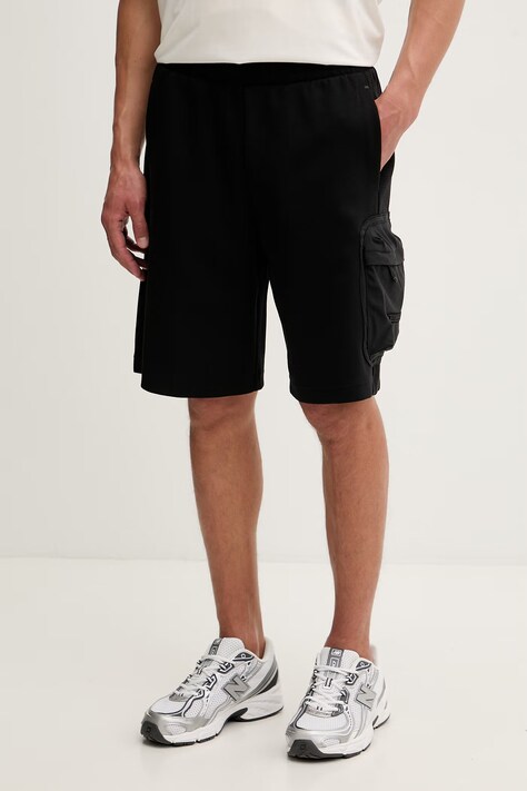 EA7 Emporio Armani szorty dresowe męskie z bawełną czarne regular waist AF12660.7M001588